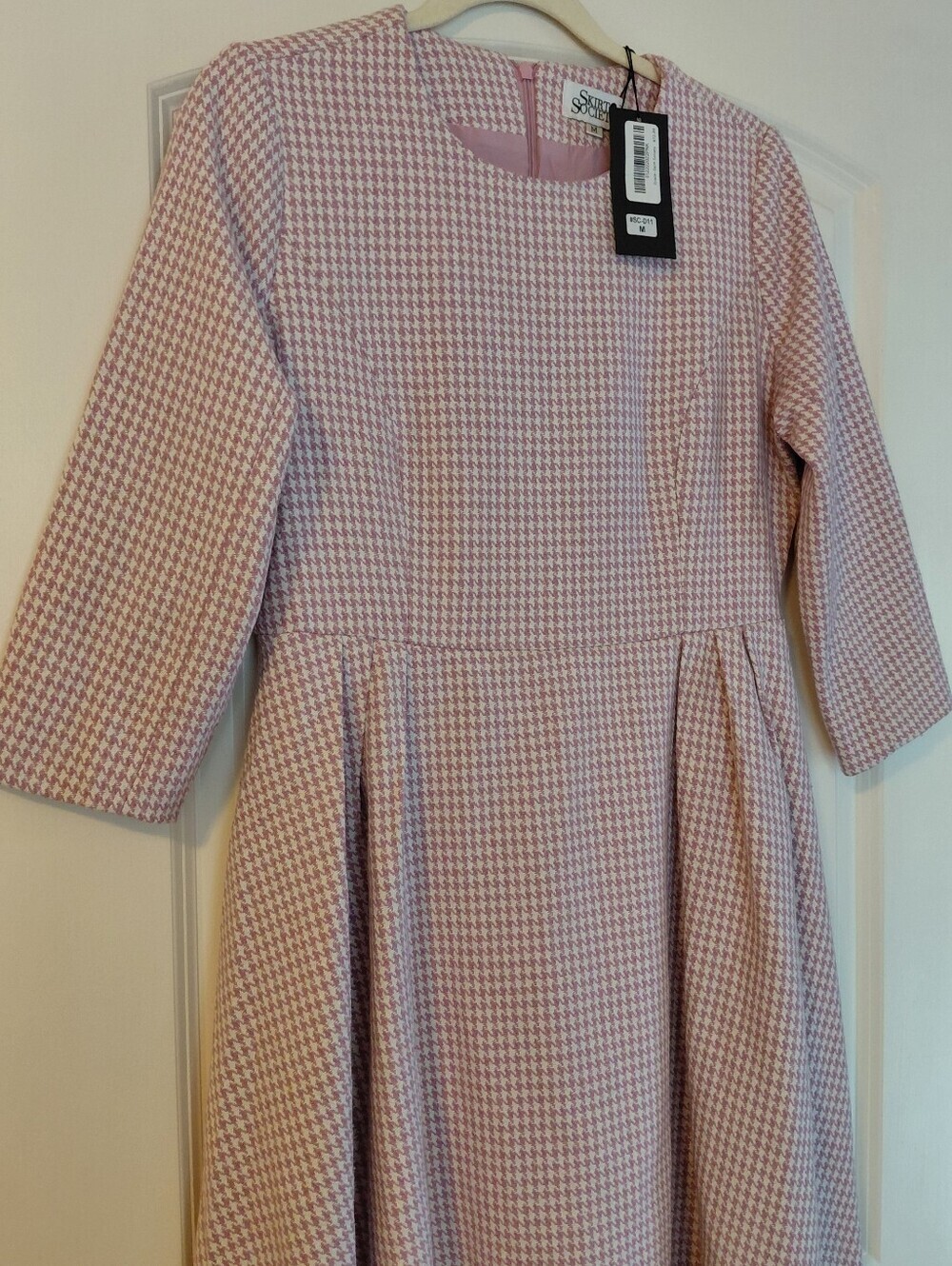 Pink Gingham Midi Dress A-Line